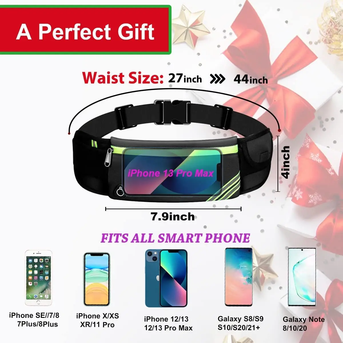 Slim Fit Running Belt Waist Pack, Waist Pack, Bike Workout Gym, Reflective Runner Belt Jogging Pocket Belt, Hiking Travel