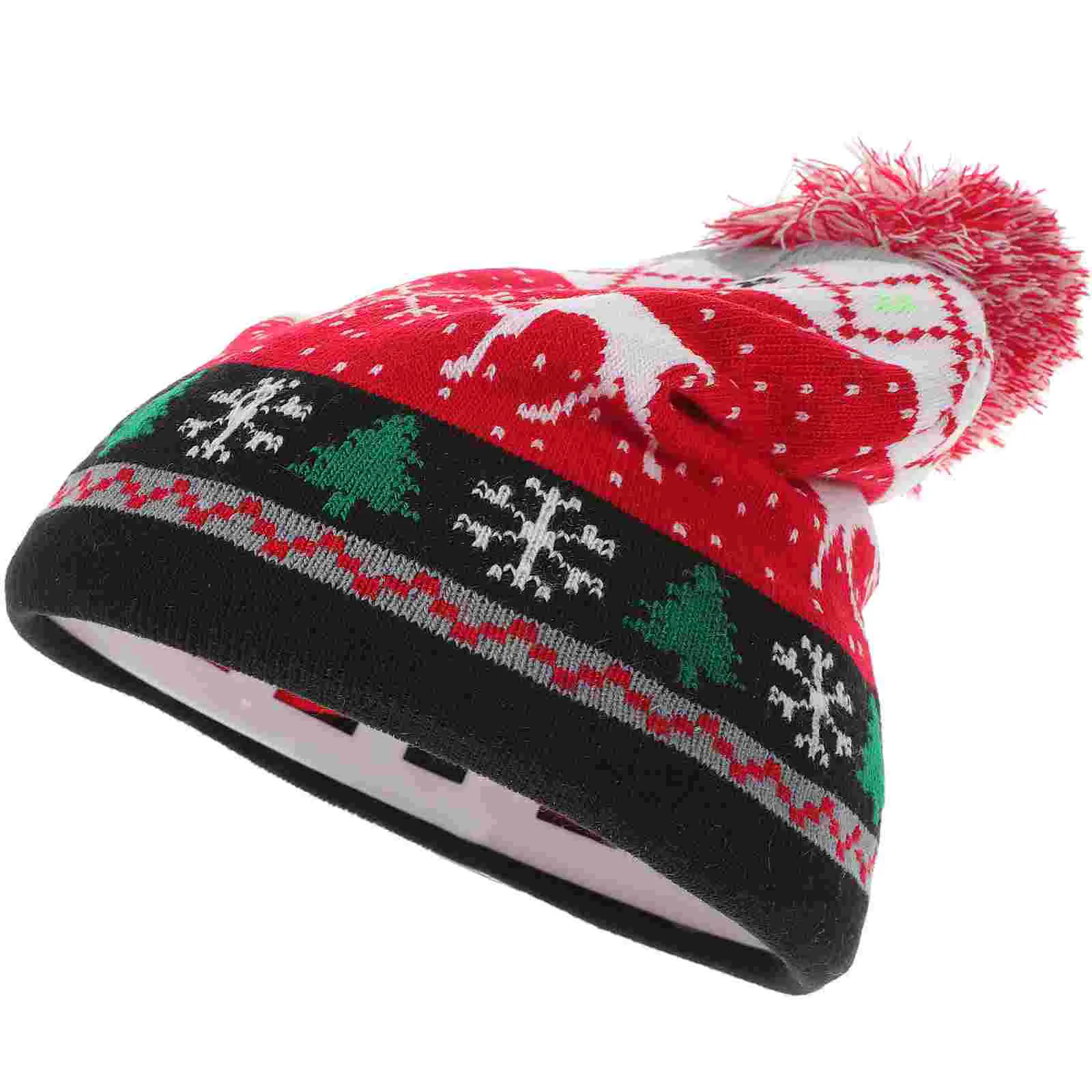 

Xmas Knitted Hat Warm Snowflakes Woolen Hat Windproof Beanie Hat