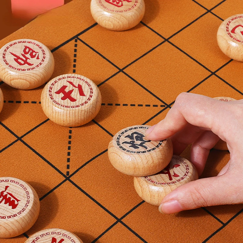 Набор китайских шахматных фигур однотонные деревянные детали Chessman портативный