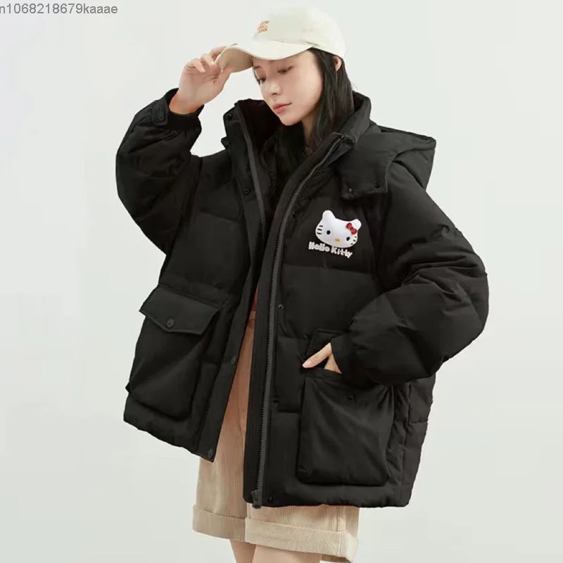 Sanrio Hello Kitty толстое теплое пальто с капюшоном для женщин зимнее свободное