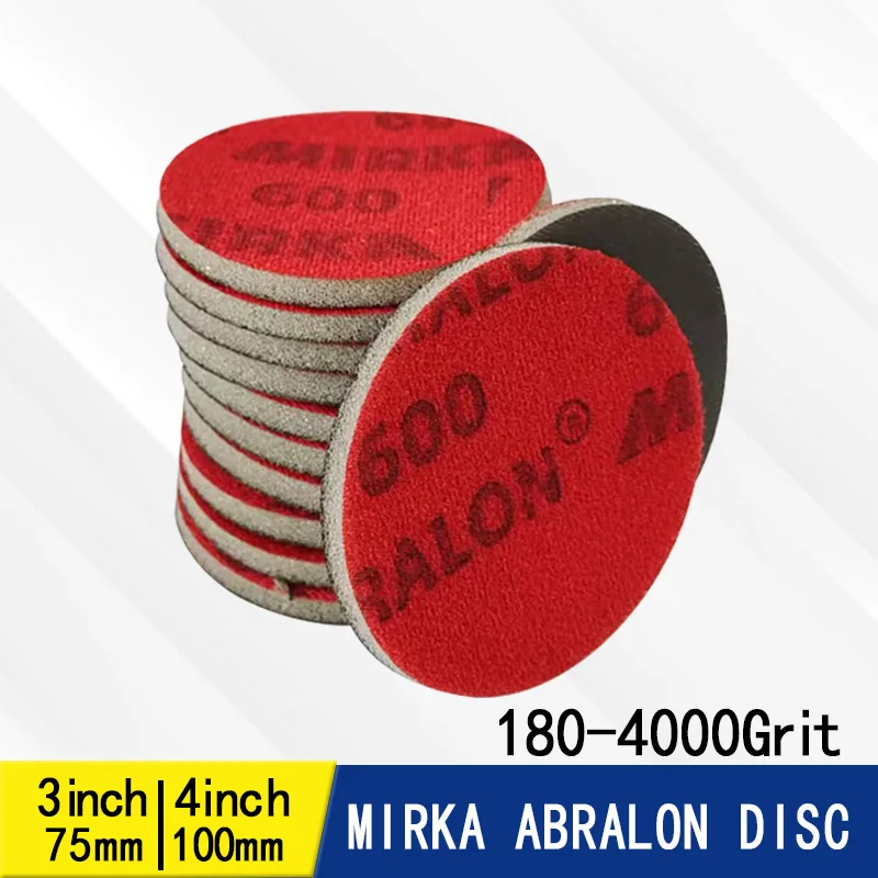 

MIRKA Abralon 180/360/500/600/1000/2000/4000 зернистость губка Sangding диск пенопластовая наждачная бумага на липучке 3 дюйма 4 дюйма полировка 75 100