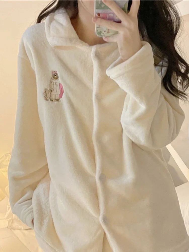 [Victoria Victoria] Толстая фланелевая пижама женская осенне-зимняя домашняя одежда с