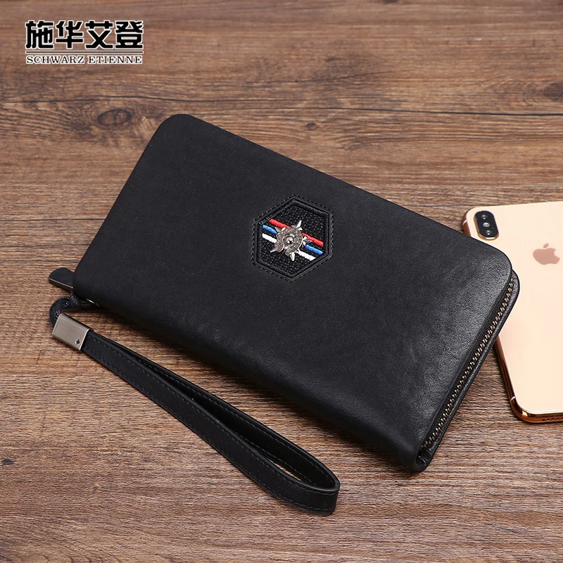genuine  luxury Wallet men's leather long zipper bag business hand mobile phone