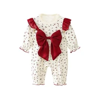 summer infant baby girls jumpsuits newborn bodysuits floral print toddler baby rompers with big bow 0 2y
