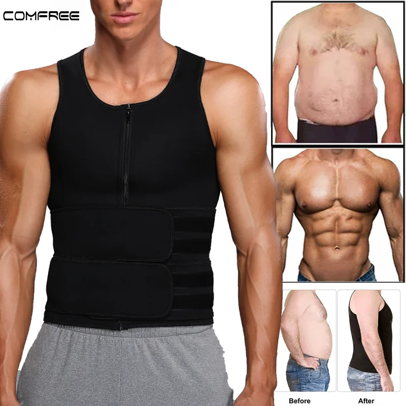 Weight Loss Shirt Sauna Fat Burner Workout Tank Tops Men Body Shaper Waist Trainer Girdle Abdomen Sweat Vest Slimming Underwear