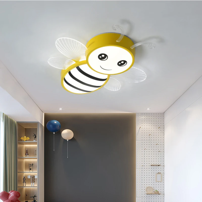 

Скандинавский декоративный светильник для комнаты принцессы с мультяшной Пчелкой и защитой глаз, современный простой потолочный светильн...