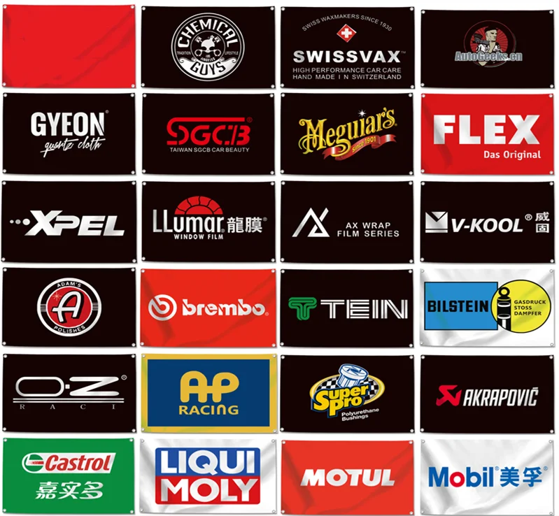 Detailing Store Flag Auto Styling Club Work Shop Banner Hang Cloth Decoration Garage Custom Brand Logo Room Wall Decor