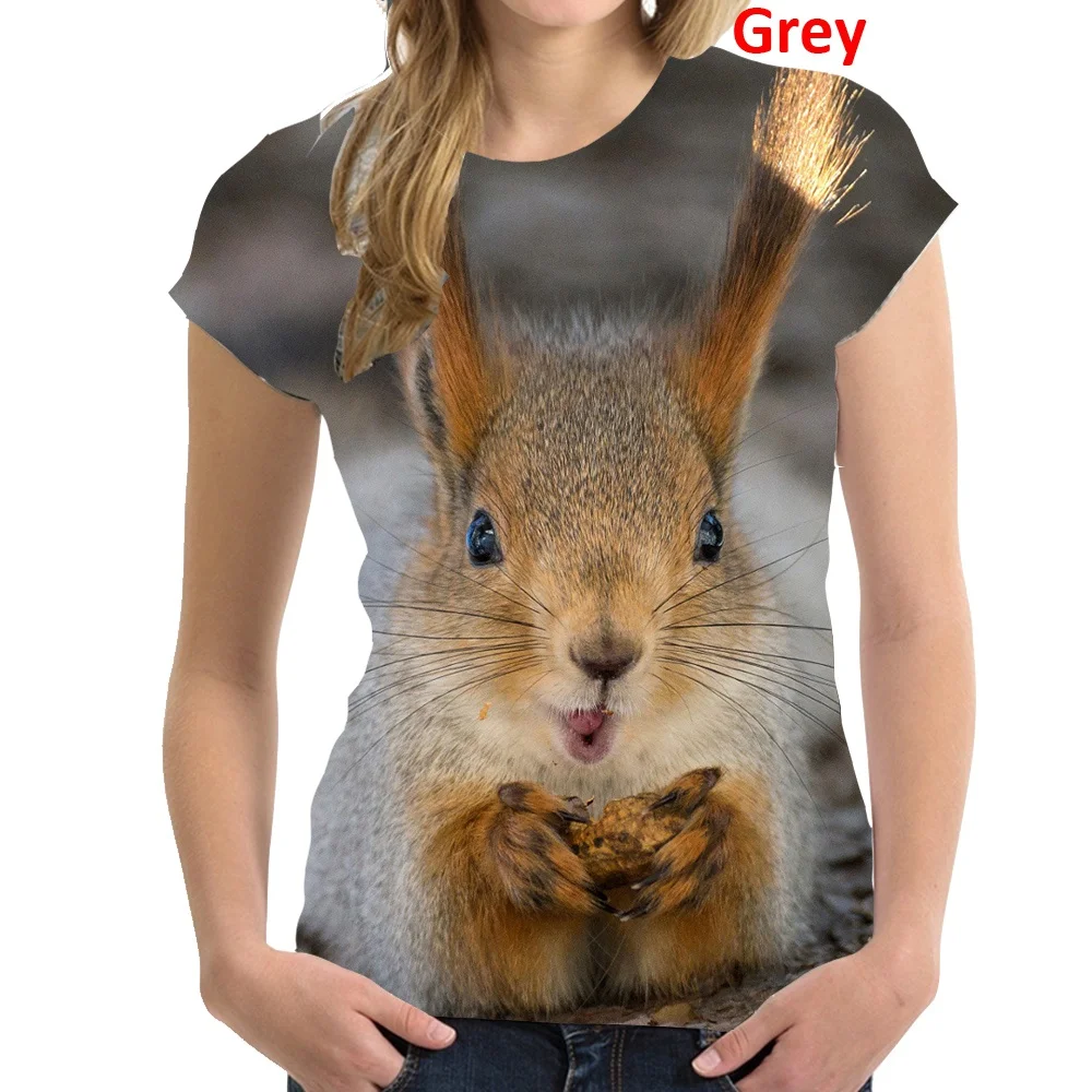 

Футболка женская с 3D-принтом белки, смешной топ в стиле унисекс, с круглым вырезом и коротким рукавом, в стиле Харадзюку, для девушек и женщин...