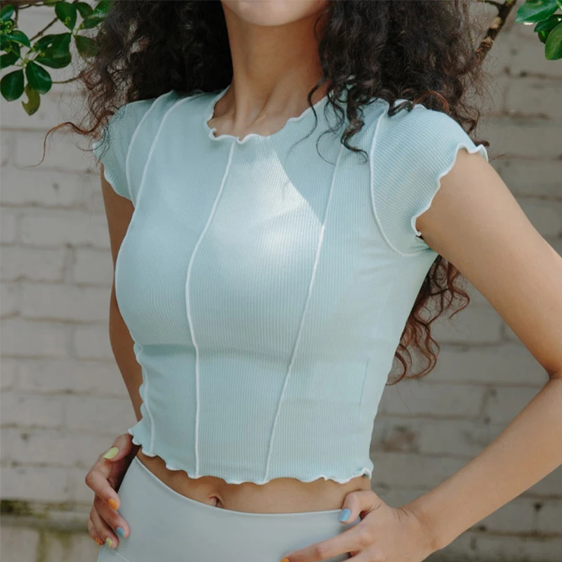 Summer Women's Fitness T-shirts 2022 Clothing Gym Shirt Female Yoga Top Sportswear Crop Tops Sports Wear for Women T-shirt