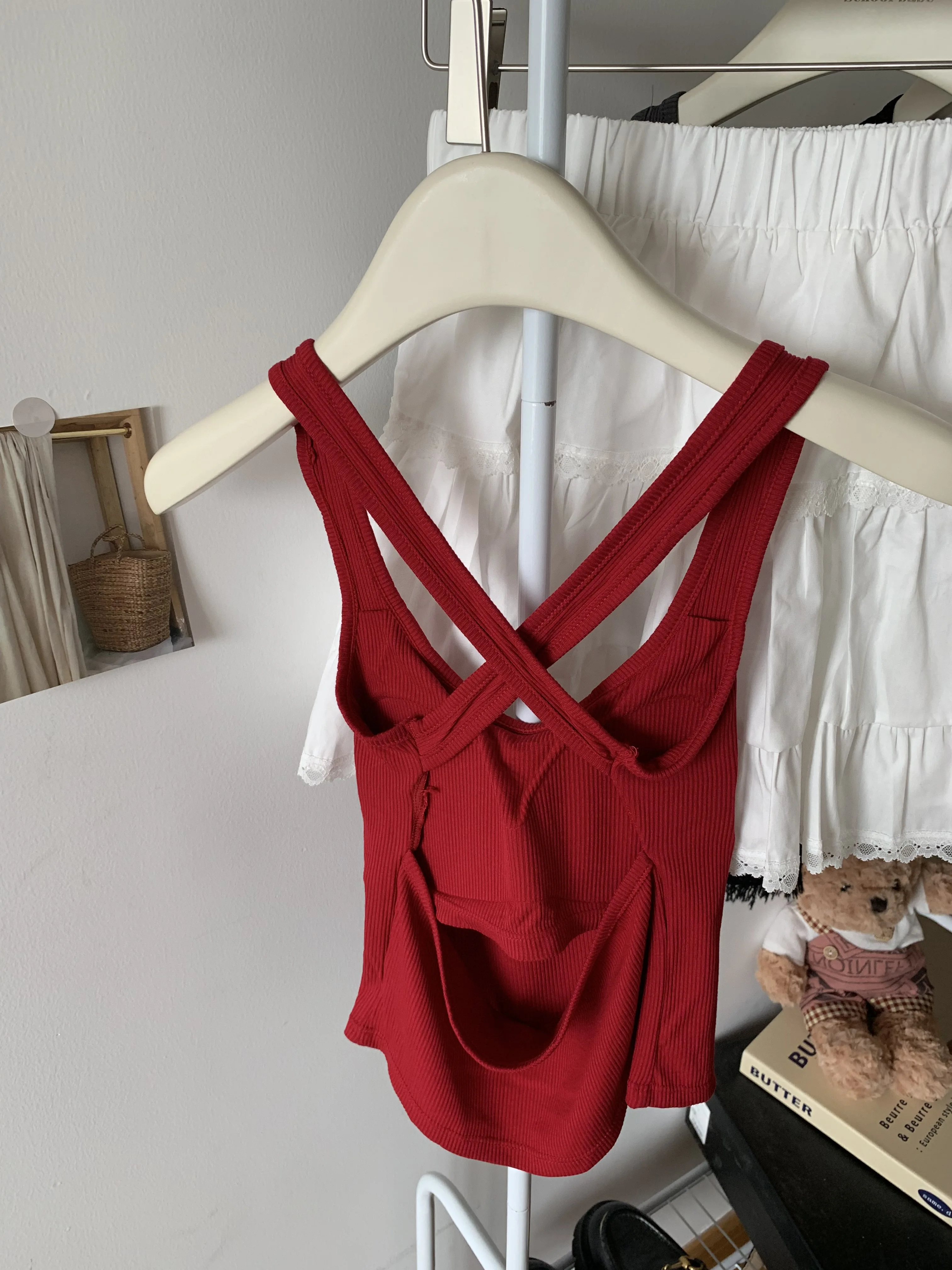 Pure Desire Sle Comes with Chest Pad Cami Women Summer 2024 New Design Sense Inner wear Sleeveless Top Outer Wear