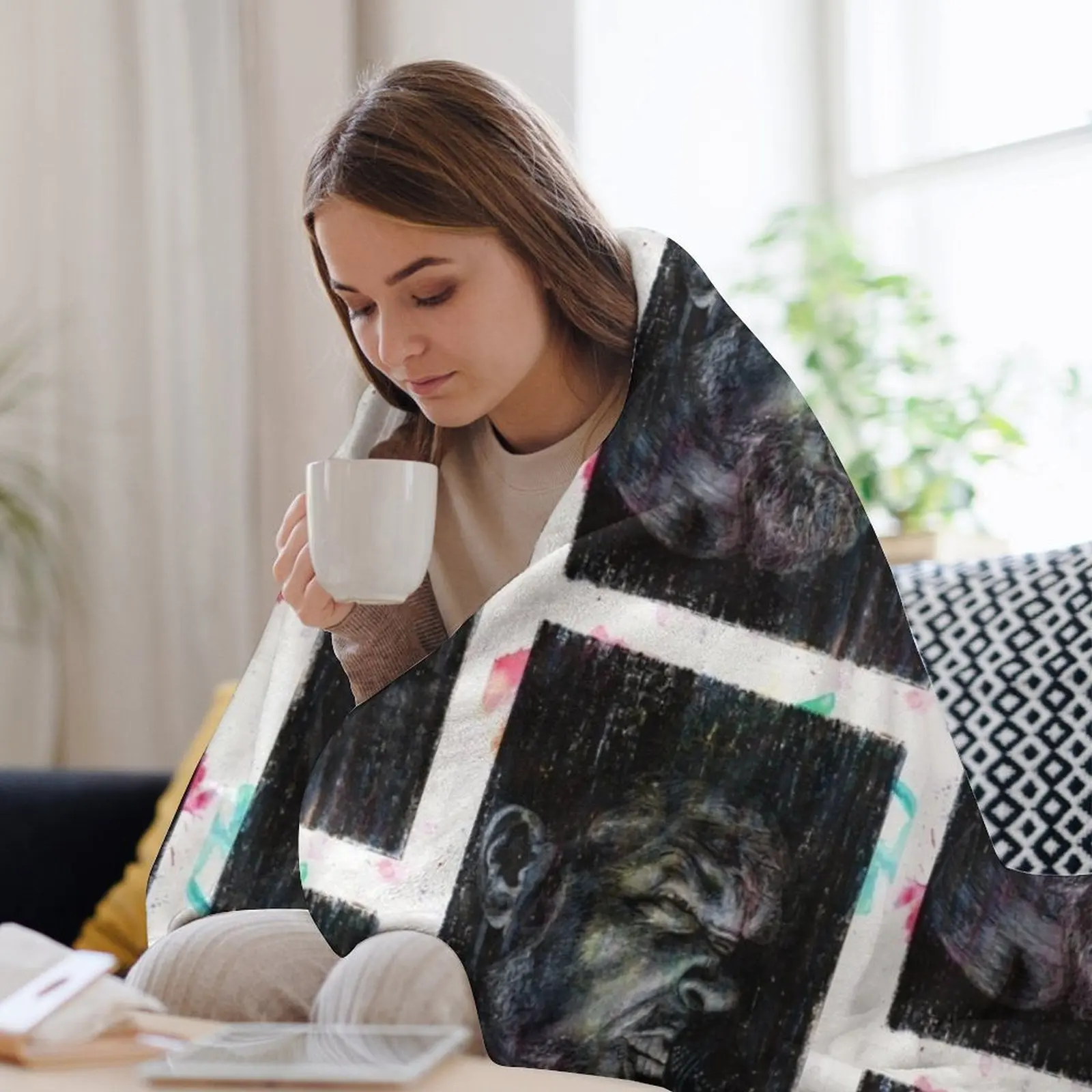 James Hetfield - нарисованное вручную масляно-чернильное портретное одеяло свободные