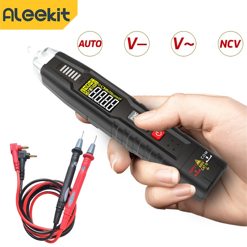 

Мультиметр Aleekit цифровой в виде ручки, тестер напряжения постоянного и переменного тока, умный мультиметр, вольтметр, Бесконтактный индикат...