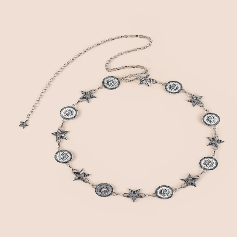 

Women Waist Chain Concho Chain Belt Star Waist Chain Belt Belly Chain For Dress