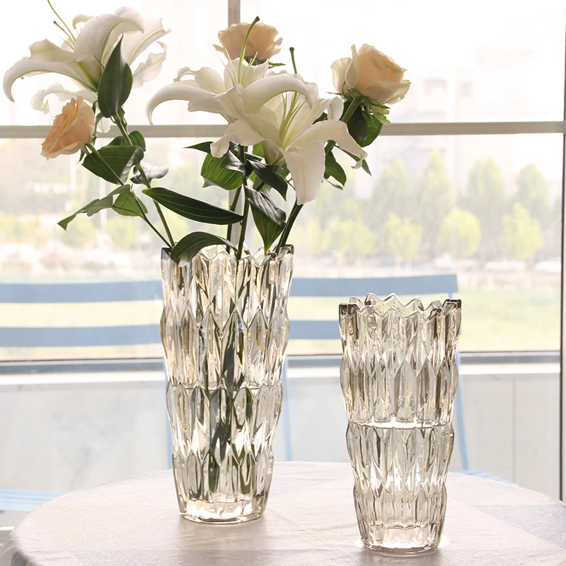 

Creative Striped Glass Vase Transparent Office Decoration Hydroponic Flower Tabletop Vase Large Jarrones Home Accessories AH50HP