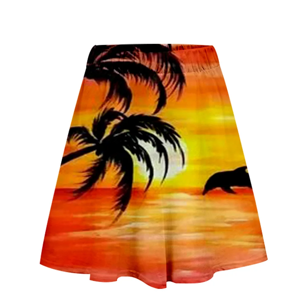 Lianshuo 2022 New Summer Ladies Beautiful Short Skirt Thin Section All-match Casual Printing Pattern Beach Skirt Woman Skirts