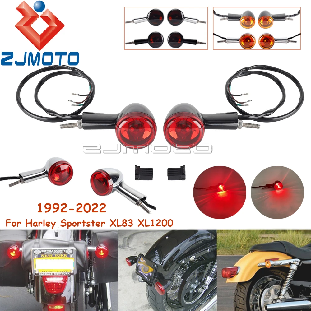 

Задний сигнал поворота для мотоцикла, фонарь с оранжевым индикатором, стальная красная лампа, задний тормозной сигнал, фонарь для Harley Sportster XL 883 1200 1992-22