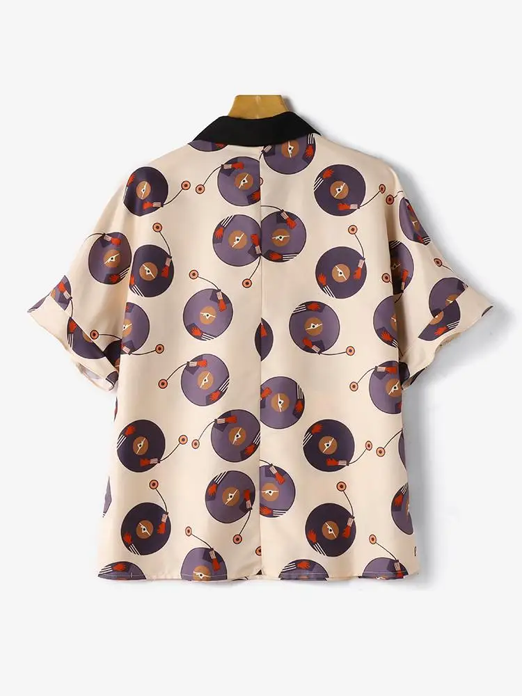 Женская блузка с оборками ZANZEA летняя рубашка принтом винтажная отложным