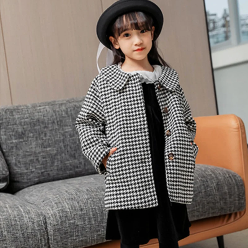 

Girls Woolen Coat Jacket Outwear 2022 Cheap Plus Thicken Spring Autumn Cotton Overcoat Comfortable Teenagers Tops Children's Clo