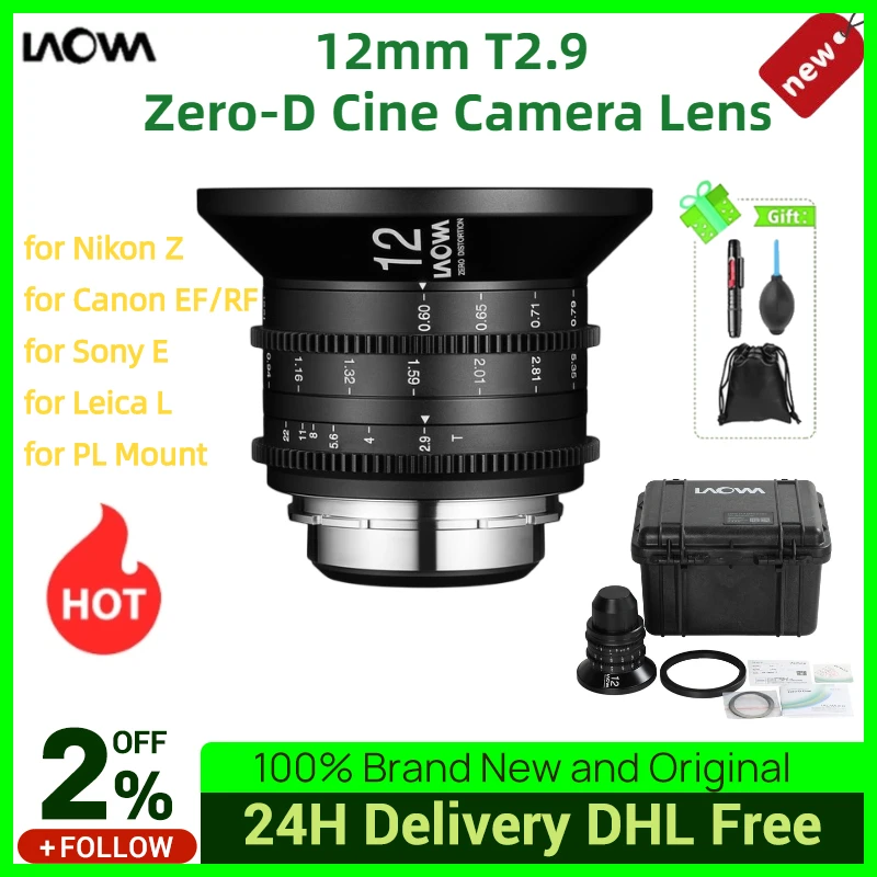 

Объектив для камеры Venus Optics Laowa 12 мм T2.9 Zero-D Cine для Canon EF Canon RF Nikon Z для Sony E Leica L