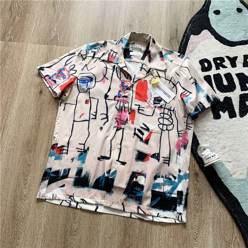 WACKO MARIA Shirt Graffiti Oversize Leisure Men Women 1:1 Wacko Maria Hawaiian Shirt