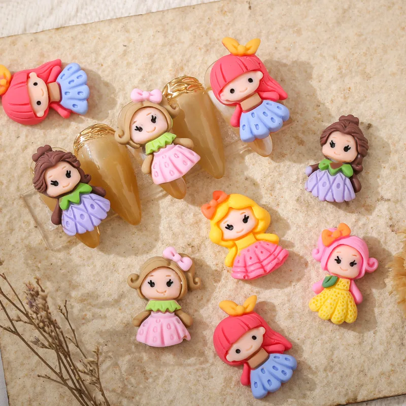 

20Pcs Cartoon Resin Princess Doll Flat Back Phone Applique Charm Girl Nail Arts Handmade DIY Scrapbook Embellishment Accessories