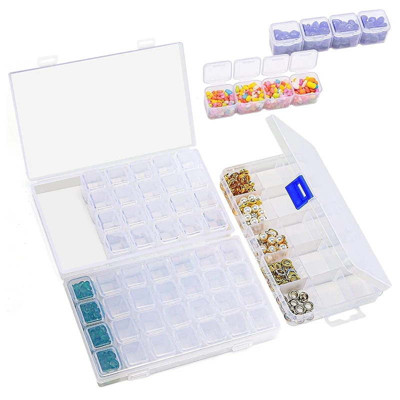 

Embroidery Diamond Storage Box,3Pack Clear Plastic Bead Containers For Jewelry Painting DIY Art Craft Rhinestones Sewing