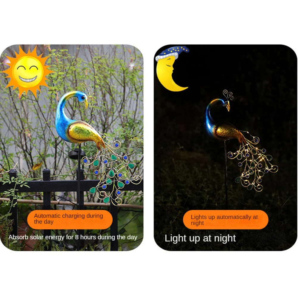 Солнечные панели с павлиньими ландшафтами планшетом украшением для сада
