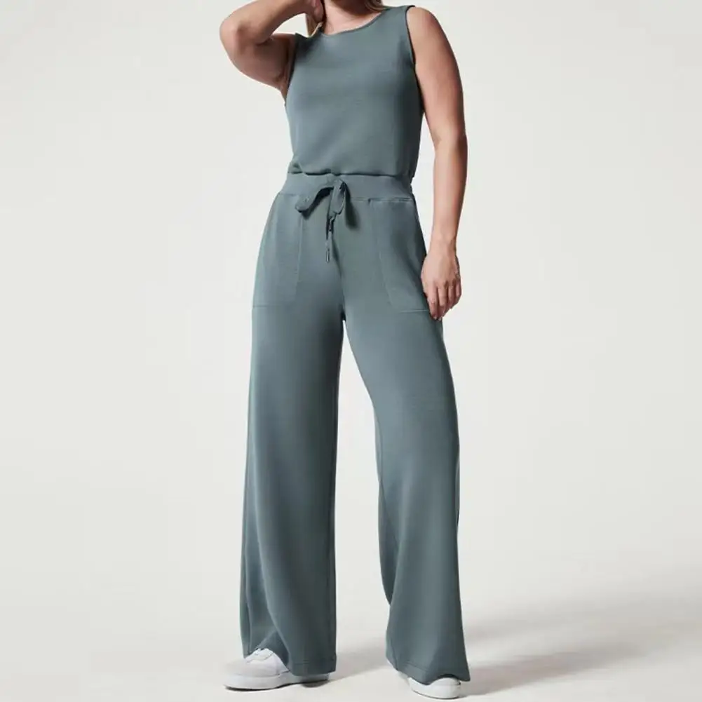 

Women Jumpsuit Lint Free Casual Jumpsuit with Pocket Stylish Lace-up Women Trousers Summer Jumpsuit for Women