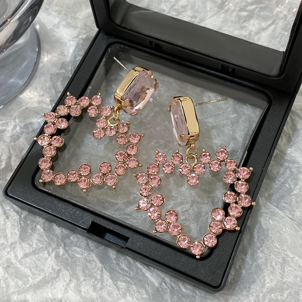 Изысканные блестящие серьги Lifefontier с подвесками в виде сердечек для женщин