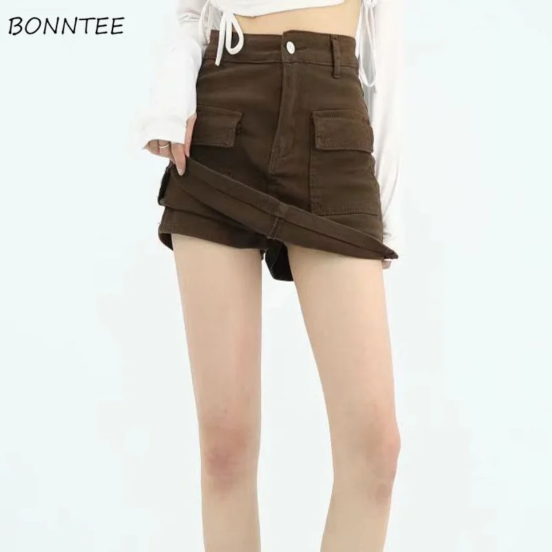 

Denim Mini Skirts Women New Summer Safari Style Ulzzang High Waist Slim Sexy Streetwear Hot American Basic Bottoms Harajuku Y2k