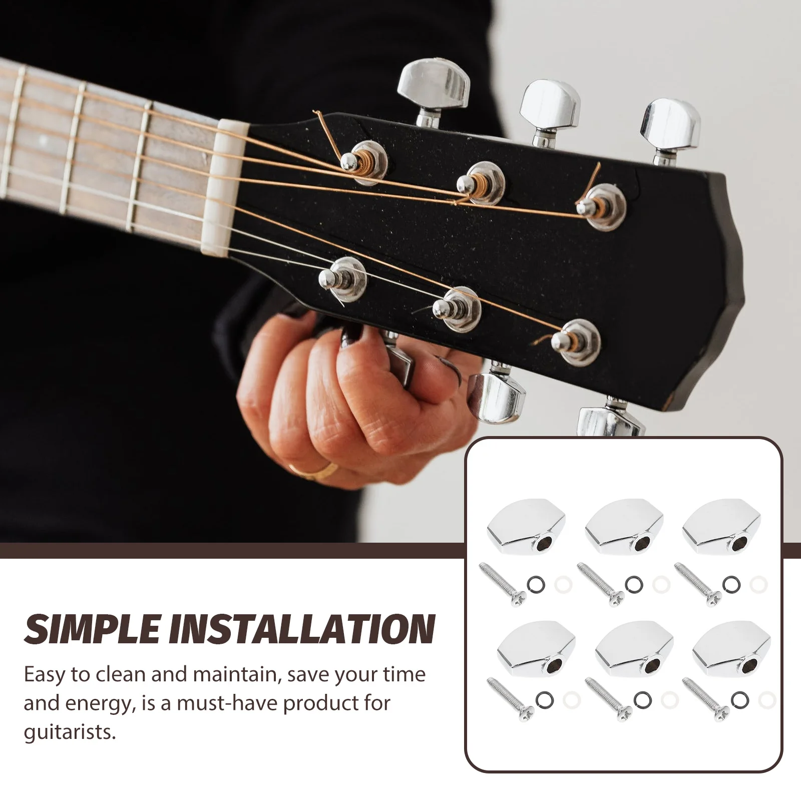 6 комплектов струн блокирующие рукоятки Гитарные тюнеры крышки Акустическая