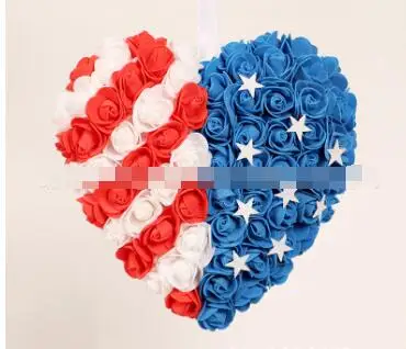 

Настенная гирлянда в форме сердца с вышивкой, красного, белого, синего цвета