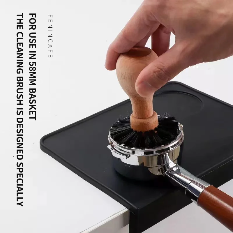 

51/53/58 мм кофейная портативная щетка ручки из бука кофемолка зеркальный фильтр очистка кофейная корзина щетка