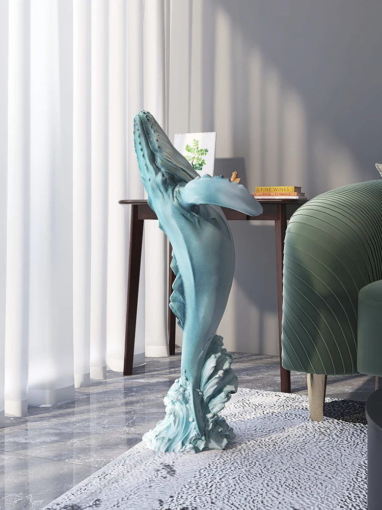 

YY Whale Large Floor Ornaments Nordic Living Room Entrance TV Cabinet Soft Decoration Home Ornament