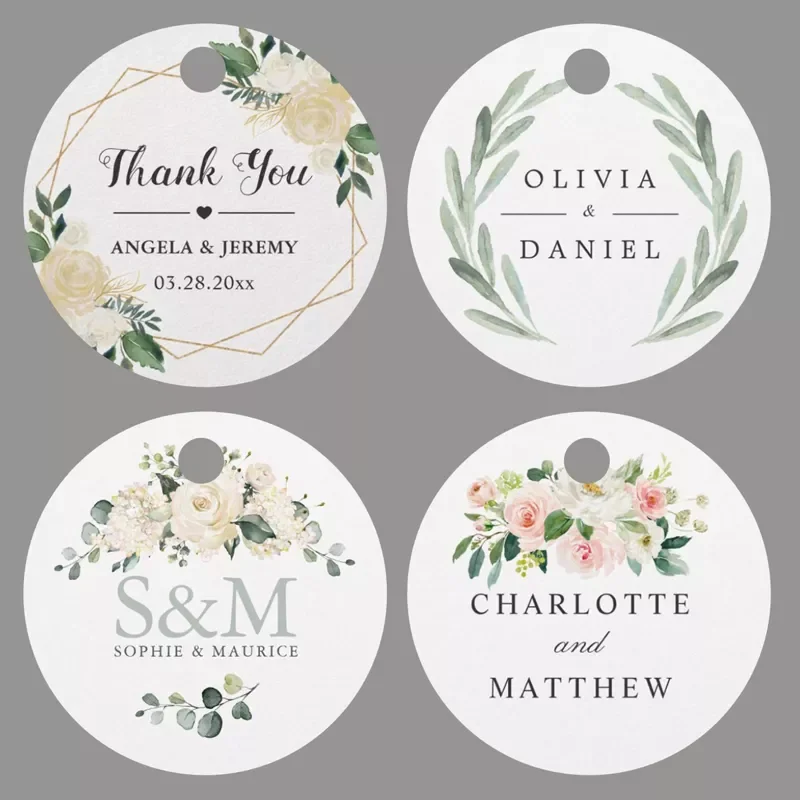 

100PCS/Set Custom Favor tags Personalized Circle Wedding Tags With Hole your text or logo Handmand Thank You Labels