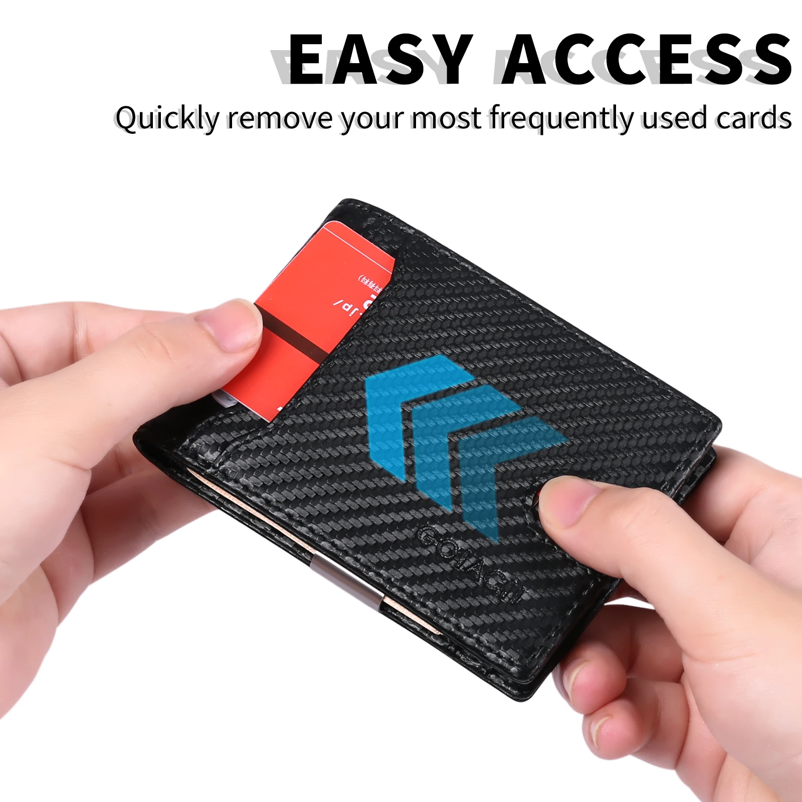 Men Minimalist Slim Card Holder Capacity Ultra Thin Wallet Casual RFID Protector Dollar Clip Money Bag Genuine Leather Wallet