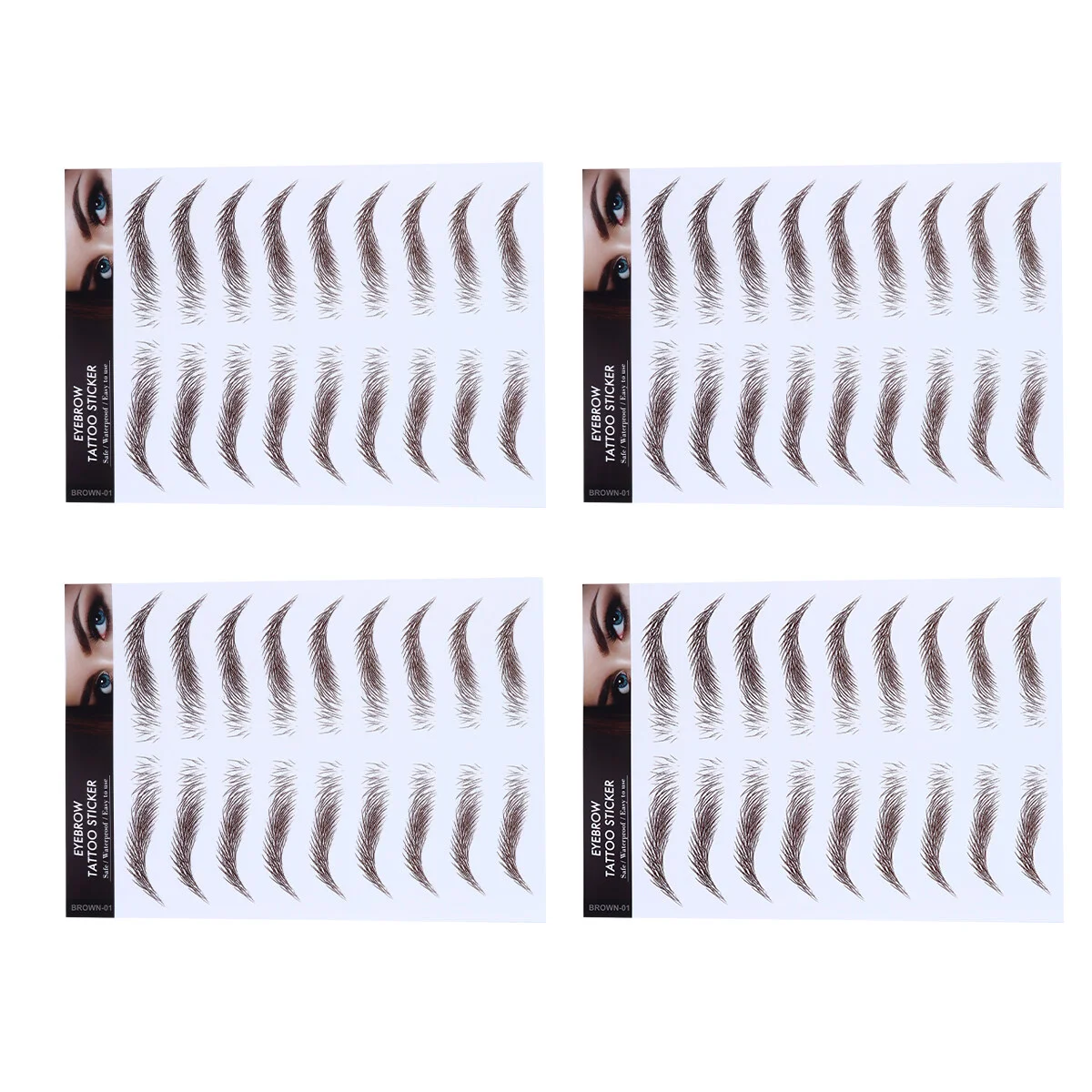 

4 Pcs Eyebrow Stickers 6D Hair-Like Eyebrows Make Kit Artificial Water Transfer Paper Soy Ink