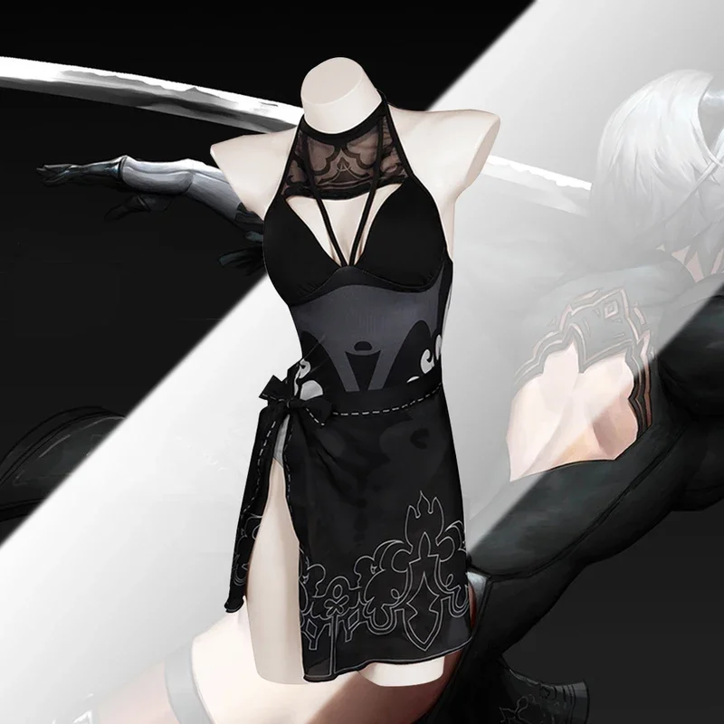 Костюмы для косплея Game NieR Automata 2B купальник черное платье-комбинация летняя юбка