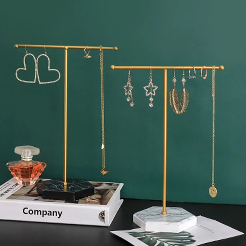 

Новинка 2022, Мраморная Т-образная стойка для ювелирных изделий, металлический держатель для ожерелья, подставка для ювелирных изделий, орган...