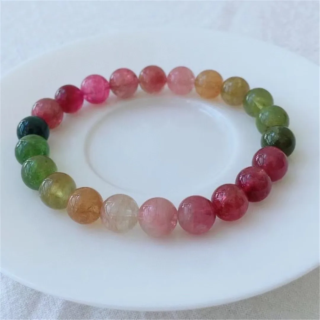 

Браслет из натурального разноцветного турмалина, 8 мм