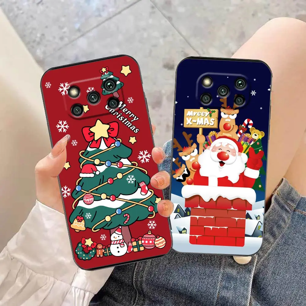 

Phone Case For Xiaomi Mi Note 10 3 Lite Poco M5 M4 F4 X4 X3 M3 F3 GT Pro Nfc 5G 4G Mix 3 2S 2 Play F1 Cartoon Christmas Festival