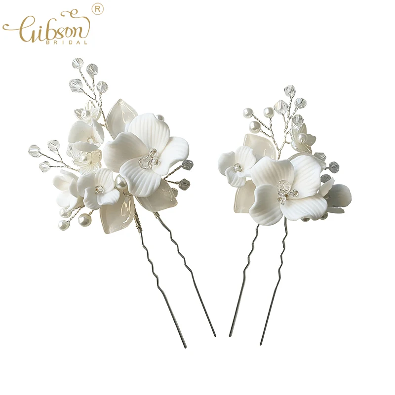 

Милые керамические цветочные свадебные аксессуары для волос ручной работы в стиле Ins заколки-невесты ювелирные изделия для женщин и девочек