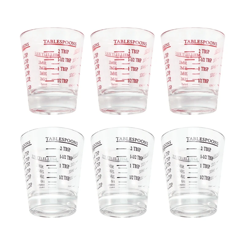 

HOT SALE 6Pcs Measuring Cup Espresso Shot Glass Liquid Heavy Glass Wine Glass 26-Incremental Measurement 1Oz, 6 Tsp, 2 Tbs, 30Ml