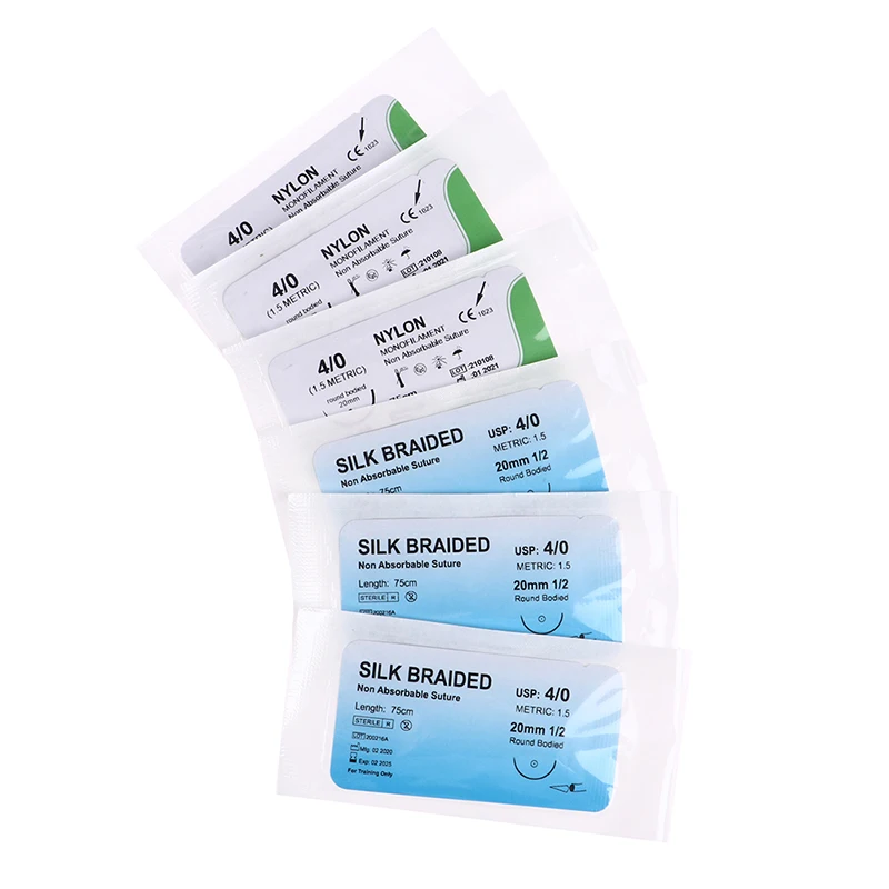 

Hot sale 12PCS 75cm 4/0 Dental Surgical Needle Silk Medical Thread Suture Surgical Practice Kit