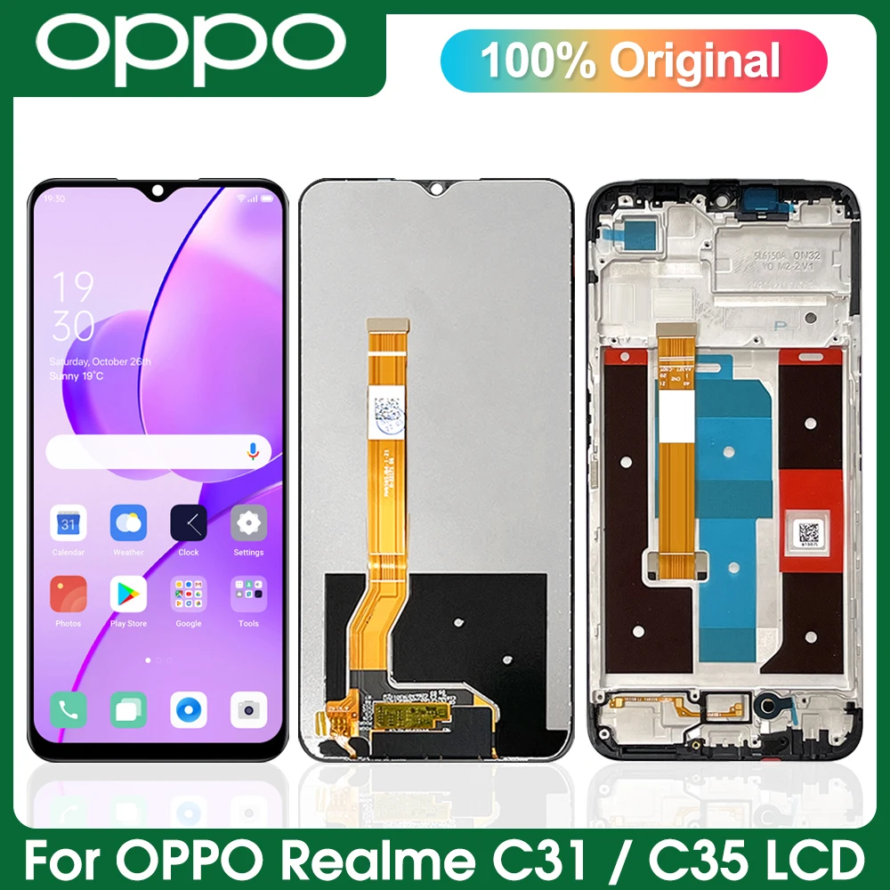 

Original New For Realme C31 RMX3501 LCD Display with Frame Touch Screen Replacement 6.6"For OPPO Realme C35 RMX3511 Display