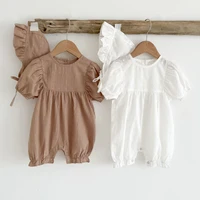 newborn baby girl jumpsuit summer new simple solid short sleeve rompers playsuits for infants cotton loose kids girls clothes