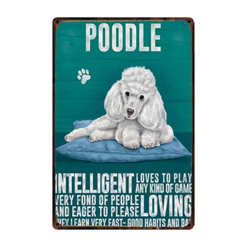 

Pet Dogs Poodle Bulldog Beagle Schnauzer Metal Sign Posters art Vintage Mural Painting Custom Decor poster pulp faction 20X30cm