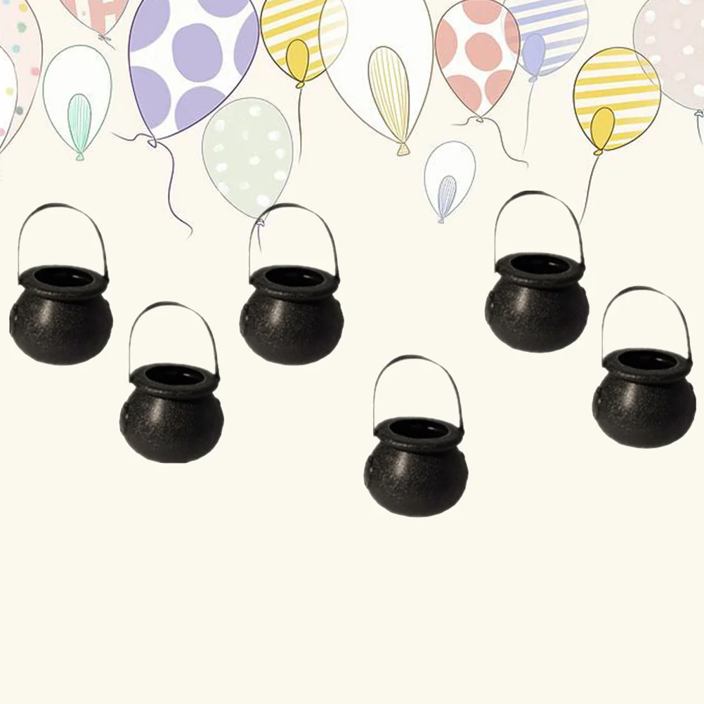 

Ведро для конфет на Хэллоуин, подставка для колпака или для розыгрыша, мини черные пластиковые чайники, ведьмы, украшения, колпачки, чаша, де...