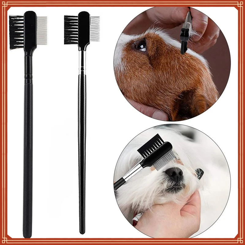 

New in 2022 Eye Comb Brush Pet Tear Stain Remover Comb Double-Sided Eye Grooming Brush Removing Crust Mucus for Small Cat Dog
