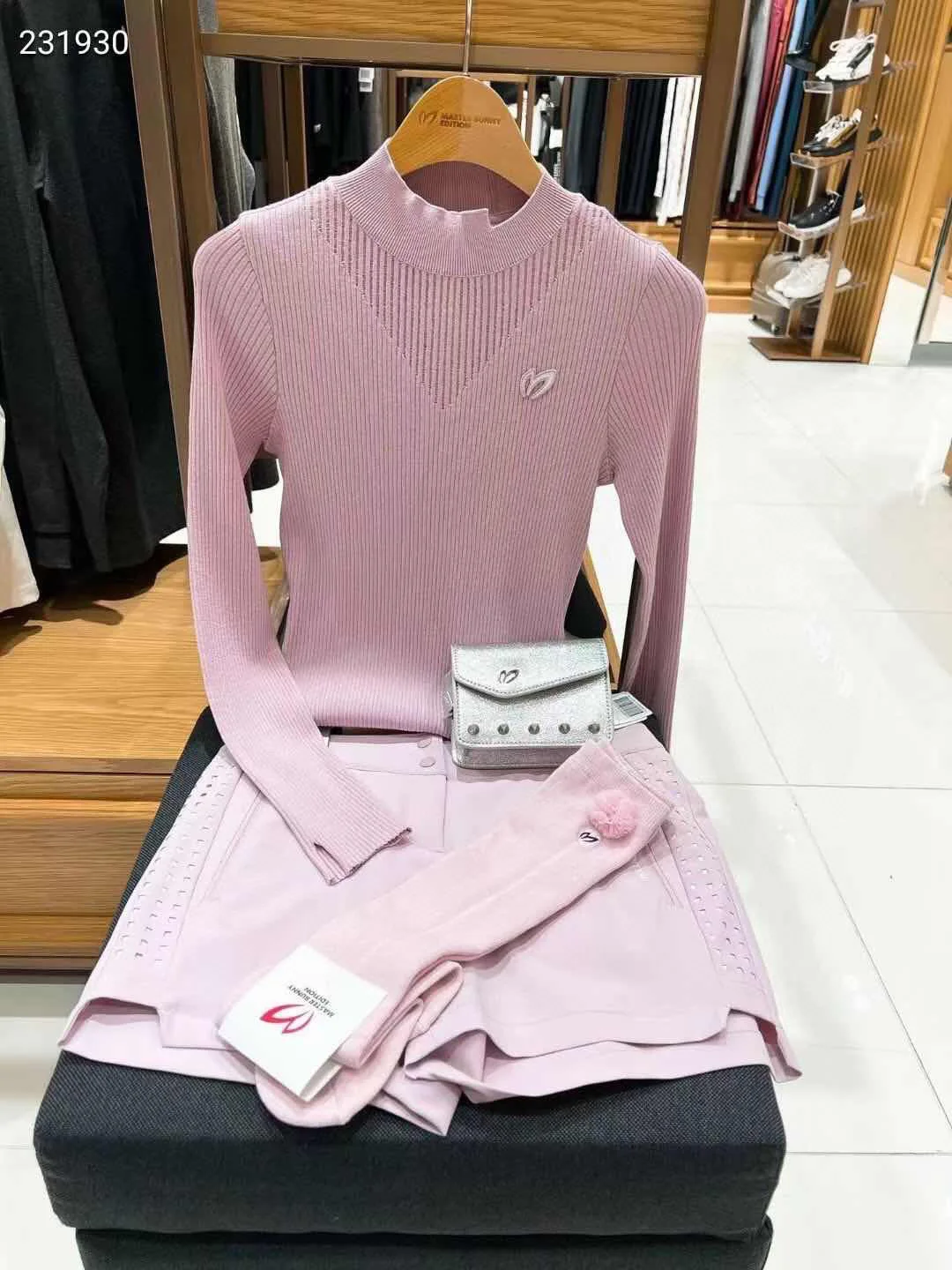 Autumn winter 2022 new golf long-sleeved sweater women's vertical stripe slim stretch collar hollow knit outdoor sports leisure